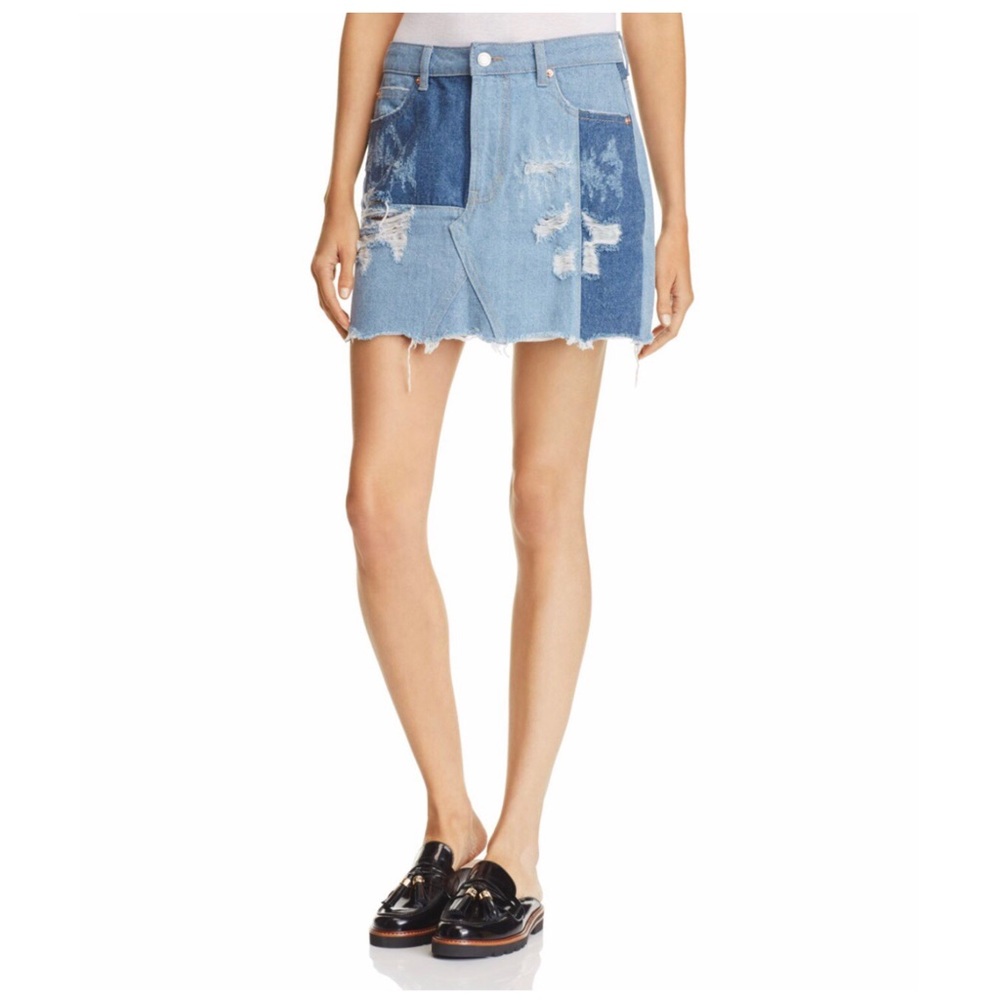Sunset & Spring Patchy Destroyed Denim Mini Skirt… - image 2